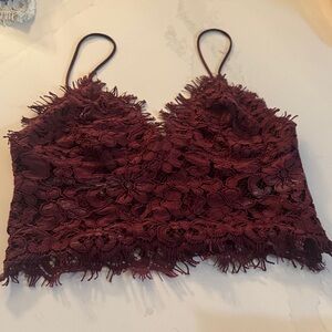 Zara NWOT Burgundy Lace Bralette
